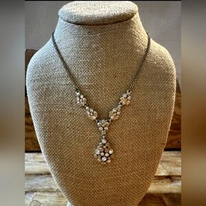 Monet Gold & Silver Tone Rhinestone Teardrop Pendant Y Necklace 16"-18"